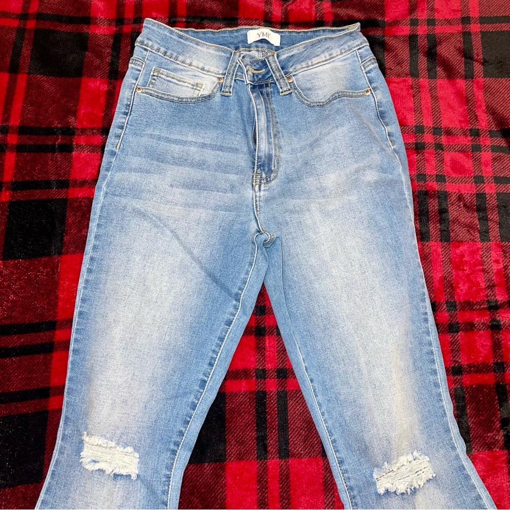 FLARE LEG DENIM JEANS - Picture 2 of 8